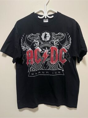 2008 AC/DC Black Ice Album Promo Tour Shirt - Size L Anvil Tag